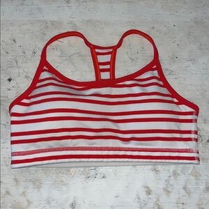 Lululemon coral & white strip sports bra | size 4